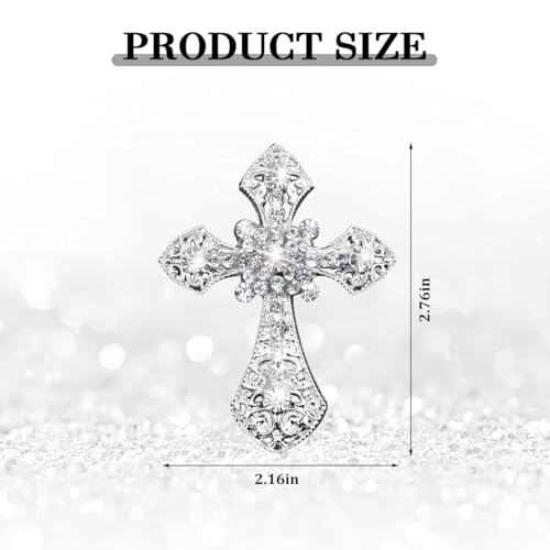 Image of Bling Cross Car Air Vent Clip, Crystal Rhinestone Sparkling Vehicle Air Conditioner Outlet Clamp Charm, Dazzling Diamond Automotive Vent Decoration Clip, Universal Fit (Silver)