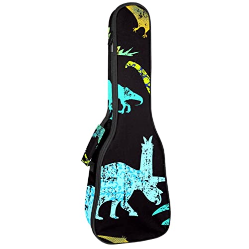 Sac rembourré pour ukulélé de concert et soprano 10 mm noir, housse de transport dinosaure
