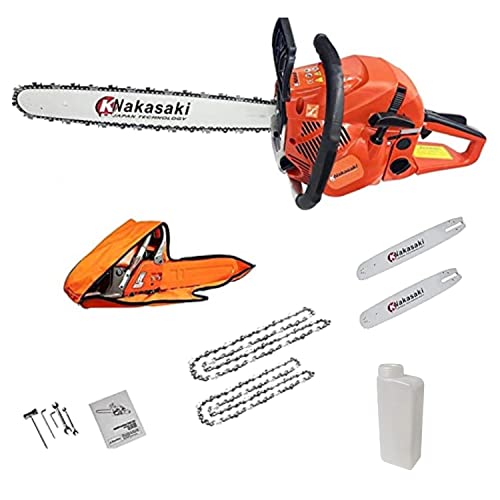Motosierra Gasolina Profesional (65 cc, Espadín 20'). Motosierra Anti-vibración con Cadena y Espada Motor de 2 Tiempos, 3...