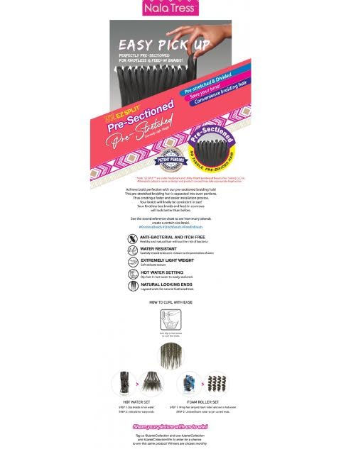 Janet Collection Nala Tress 3X EZ SPLIT Pre-Sectioned Pre-Stretched Braid Knotless Extremely light weight WATER WAVE 56 Inches value pack (56”, Color #1)