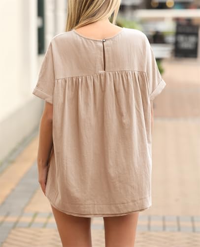 Image of Tankaneo Womens Summer Babydoll Tops Casual Loose Fit Peplum Oversized Tunic Shirts