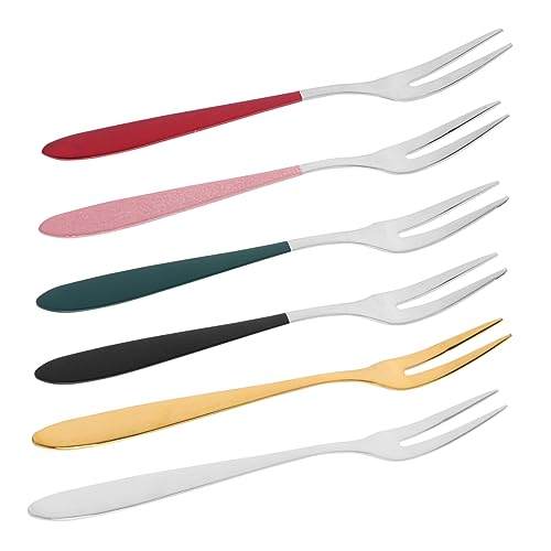 Cabilock 6Pcs Dessert Forks Ergonomic Tableware for Fruits Appetizers and Cupcakes Stylish Dining Experience