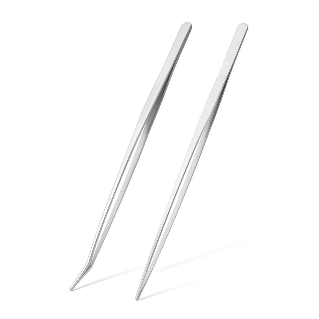 Mandala Crafts Stainless 15" Straight Curved Fish Tanks Aquarium Tweezers