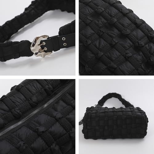 Puffer Tote Bag for Women Lightweight Nylon Crossbody Bags for Women Waffle Sling Hobo Handbag Slouchy Bag Satchel Everyday2