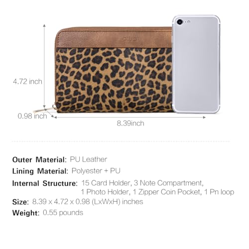 Image of CLUCI Women Wallet Large PU Leather Wristlet Purse for Women RFID Blocking Zip Around Card Holder Ladies Travel Clutch | RFID