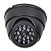 VideoSecu Dome Surveillance Security Dummy Imitation Camera Fake Security Camera Simulated Infrared IR LED Fake Camera with Blinking Light CCTV Surveillance, Security Warning Sticker AA3