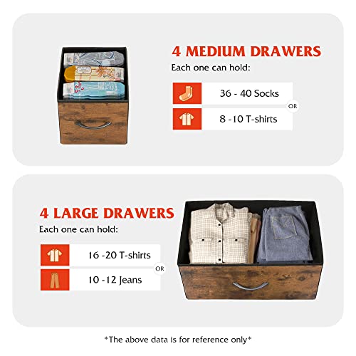 image for WLIVE Dresser for Bedroom with 8 Drawers, Wide Fabric Dresser for Stor