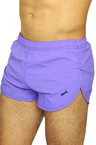 UZZI Men's Running Shorts Swimwear Trunks 1830, Neon Purple, Large