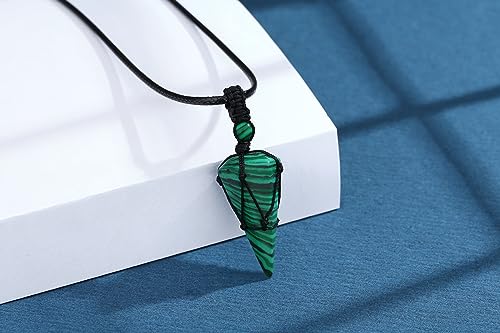 Image of XIANNVXI Healing Crystal Necklace for Men Jewelry Gift | Adjustable Black Rope Natural Gemstone Pendant