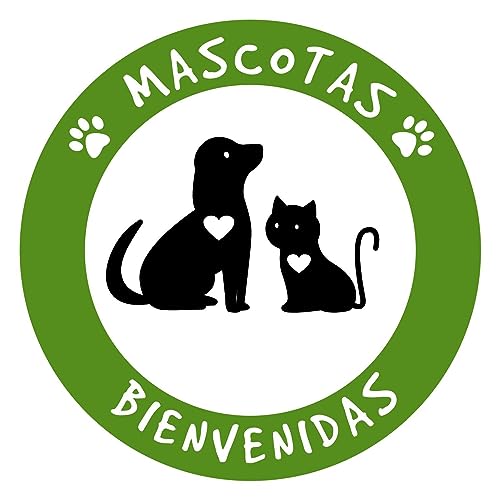 Pegatina Mascotas Bienvenidas. Pet Friendly. Perros Gatos Bienvenidos (25 cm.)