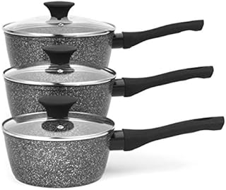 Salter BW05751S Megastone Collection Non-Stick Forged Aluminium 3 Piece Saucepan Set, Dishwasher & Metal Utensil Safe, Induction Hob Suitable, 16/18/20cm, PFOA Free, Silver