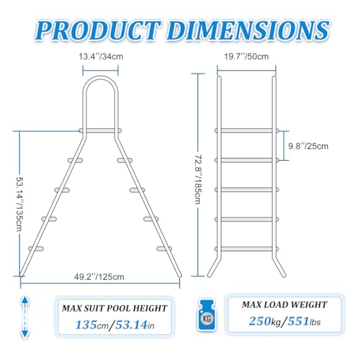 Escalera para piscina de acero inoxidable 53 in 4 peldaños miniatura 2