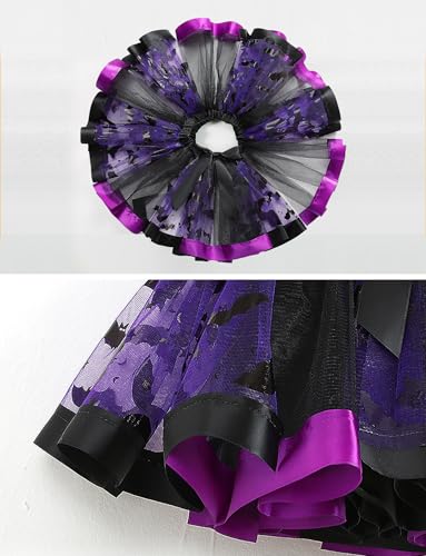 Happy Cherry Toddler Girls Witch Tutu Skirt Set with Hat & Broomstick 3 Pcs Dress Up Halloween Outfits 3-8Y4