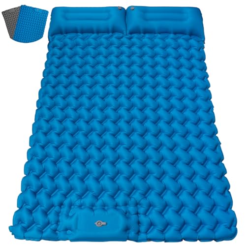 FORRINX Colchoneta isotérmica para Camping para 2 Personas, 200 x 130 cm, colchón Hinchable de Aire Doble, Ultraligero, Resistente al Agua, para Exteriores, Senderismo, Tienda de campaña, Playa