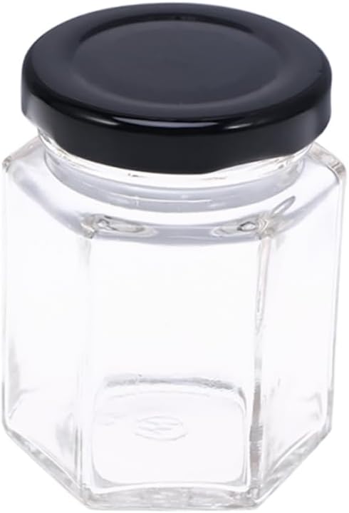 Luxshiny Hexagon Glass Bottle 45ml Honey Sugar Nut Container Easy Open Spiral Opener Thick Base Home Storage Luxshiny Hexagon Glass Bottle 45ml Honey Sugar Nut Container Easy Open Spiral Opener Thick Base Home Storage