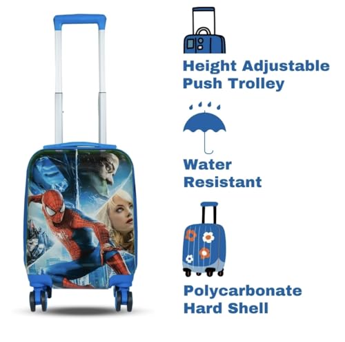 Image of ADSON Abs Kids Trolley 360 Rotating Luggage 360 Degree Wheels Non-Breakable 16 Inch Kids Hardsided Suitcase with 4 Wheels, 360 Degree Wheel Travel Trolley Bag (Design 17)