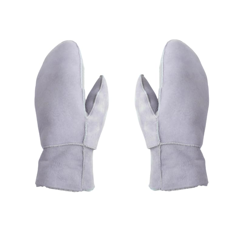 Sonia Originelli Fausthandschuhe aus Echtleder und Lammfell Schaffell warm und kuschelig, Farbe: hellgrau, Gr. S
