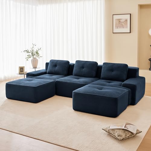 Image of Corduroy Modular Sectional Sofa, Oversized Cloud Couches for Living Room