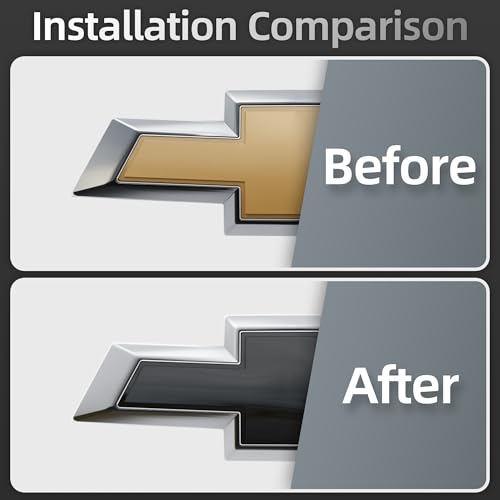 Image of 6 PCS Emblem Wrap Kit Compatible with Bowtie Logo Wrap Car Stickers, 11.8'' x 4.3'' Cut-Your-Own Emblem Overlay DIY Decals for Chevy, Gloss Black with Tool Kits