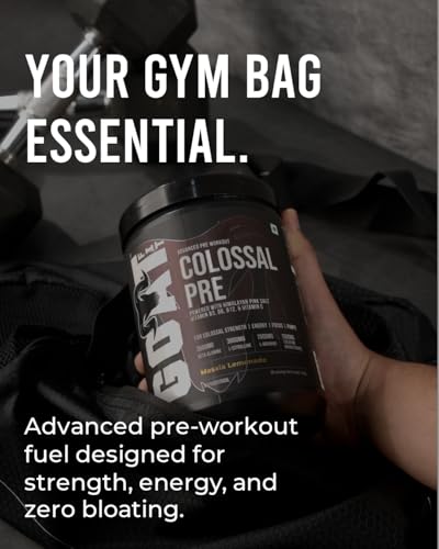 Image of GOAT Fit Colossal Pre | PreWorkout 200mg Caffeine 3.5g Beta-Alanine 3g Citrulline 1.5g Arginine 1g Creatine with Himalayan Pink Salt (Pack of 6 + Shaker, Assorted)