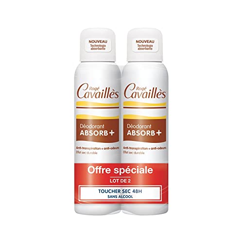 Rogé cavailles déodorant absorb+ lot de 2x150ml spray