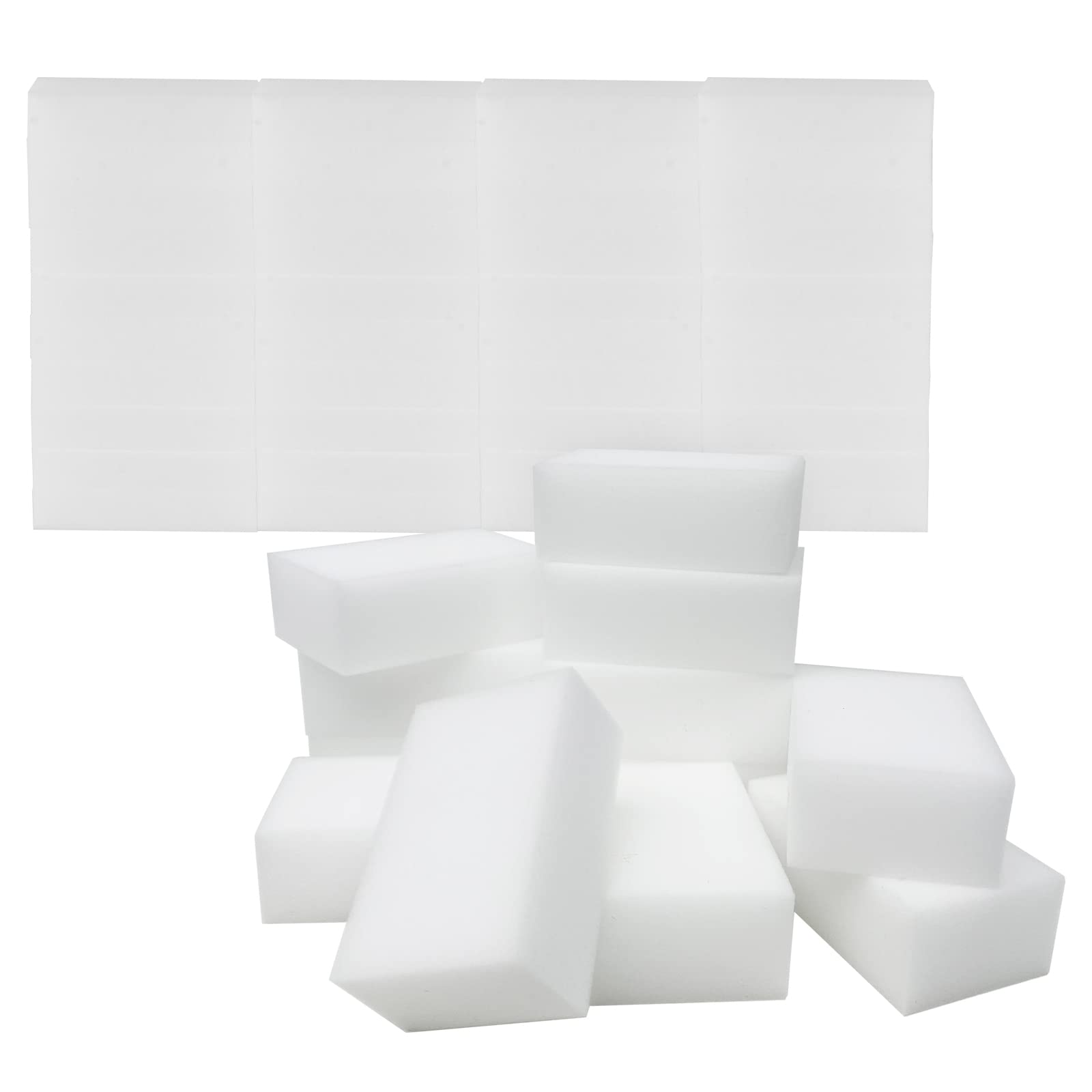 100 Pack 8x5x3cm Magic Eraser Sponges, Magic Cleaning Sponge Eraser Pads Melamine Sponge Foam Blocks for Walls, Kitchen, Bathroom Stains Mark Removal