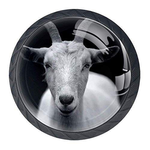 Cabinet knobs Easy Install Small Crystal Glass Drawer Cupboard knobs with Stainless Steel Screw Drawer Pull Handle girp Dresser Desk for Wardrobe Closet(4 Pice) Goat-5 1.38Ã—1.10 inch