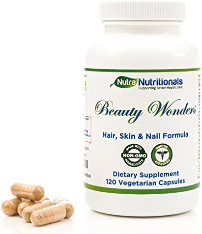 Hair, Skin & Nail Formula Vitamin Supplement, Doctor Approved, Non-GMO Ingredients, Vegetarian Capsules, Beauty Wonders by Nutra Nutitionals