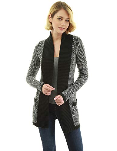AmélieBoutik Women Open Front Long Sleeve Pocket Marled Sweater Cardigan