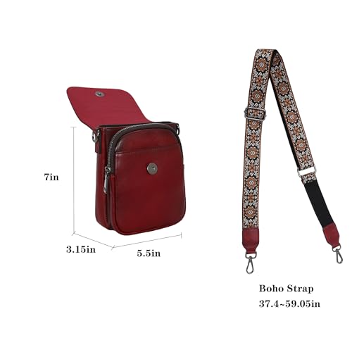 Image of HESHE Small Leather Crossbody Bag for Women RFID Phone Purse with Card Slot | Anti Theft,Genine Leather,Wide Adjustable Strap,Multi-Pocket Fits 6.9 inch Phone Trendy Shoulder Cross Body Bag for Daily,Travel