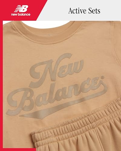 Image of New Balance Active Boys Short Sets - 2 Piece Short Sleeve Workout T Shirt and Fleece Kids Shorts Boys Athletic Sets (8-12)