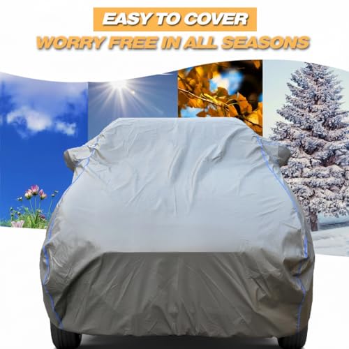 Image of Waterproof Car Body Cover for Hyundai Venue (2015-2026) with Mirror Pocket, UV Protection, Buckle Belt, 100% Water-Resistant (Grey)