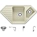 Produktbild Spülbecken Beige 97 x 49 cm, Eckspüle + Küchenarmatur + Siphon Klassisch, Granitspüle ab 80er Unterschrank, Küchenspüle von Primagran