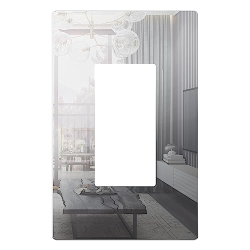 Image of LIDER Decorator Wall Plate, Impact Resistant, Plexiglass, Reflective Finish, Modern Upgrade, Screwless Light Switch /Outlet Cover, Mid-Size 1-Gang 4.88 inch x 3.11 inch, Acrylic, Mirror Glass Silver, 1-Pack