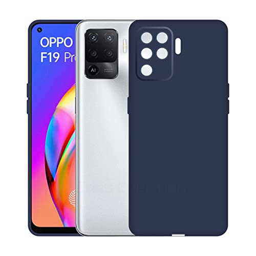 Image of Case Creation Liquid TPU Silicone Cover for Oppo F19 Pro Soft Case,Anti-Dirty Slim Case Frosted Matte Candy TPU Raised Bezel (Splash of Color) Back Case Cover for Oppo F19 Pro -Navy Electric Blue
