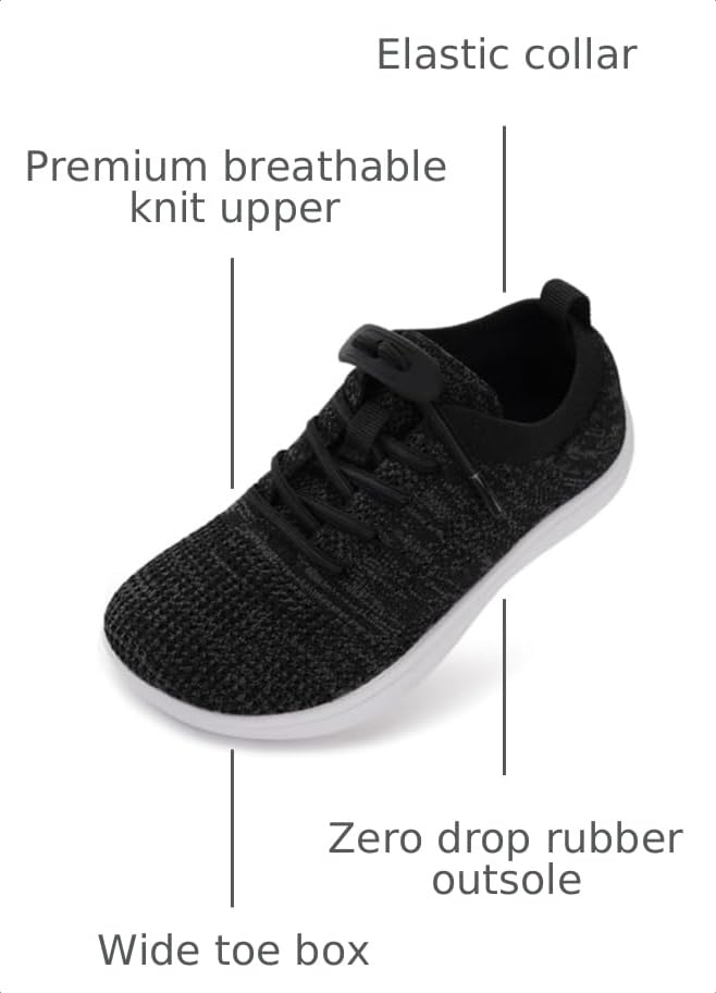 Image of WHITIN Toddler /Little Kid Wide Barefoot Shoes | Slip on Zero Drop Minimalist Sneakers for Boys Girls | Adjustable No-Tie Lacing Design