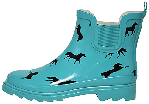 Best Boots for Horse Barn: Top Picks for Durability & Comfort 12 NORTY - Womens Ankle Rain Boots - Ladies Waterproof Winter Spring Garden Boot runs ½ size large Horse Turquoise Size 9