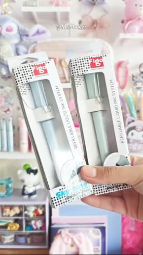 Image of Figo Skyline Refillable Liquid Ink Roller Pen 0.6mm - Premium Refillable Smooth Writing Pens | Stylish Pastel Body Colors | Pack of 3 pens and 2 Refills