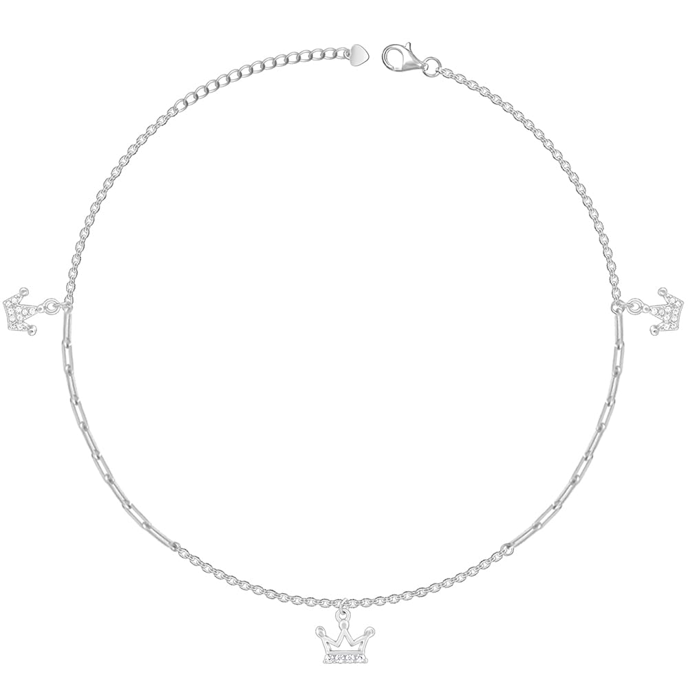 925 silver Crown Charm Anklets| Gifts for Women and Girls | With Certificate of Authenticity and 925 Stamp | 6 Months Warranty*-image-49