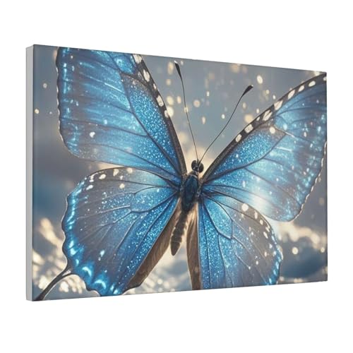 MXDLKSWPOH Lienzo decorativo para pared, póster estético, pinturas en lienzo, impresiones de mariposas azules, obras de arte, decoración de pared de oficina, arte abstracto moderno para sala de estar