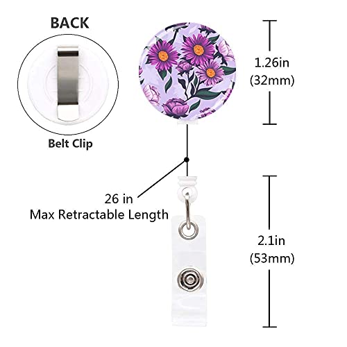 3 Pack Floral Retractable Badge Holder, Colored Badge Reel Clip On Name Card, Id Badge Clip For Women Teacher Nurses #TOP2