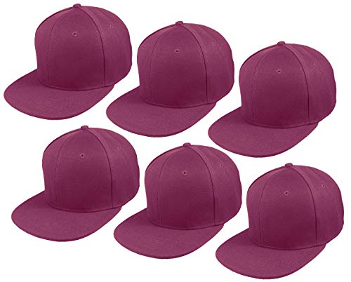 Image of Gelante Plain Blank Flat Brim Adjustable Snapback Baseball Caps LOT 6 Pack