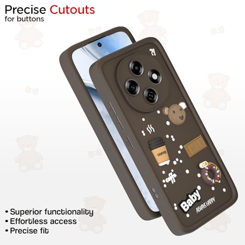 Image of Pikkme Back Cover for Oppo F31 Pro 5G | 3D Bear Silicone Cute & Fun Coffee Cartoon | Full Body Protection Bumper Case (Brown)