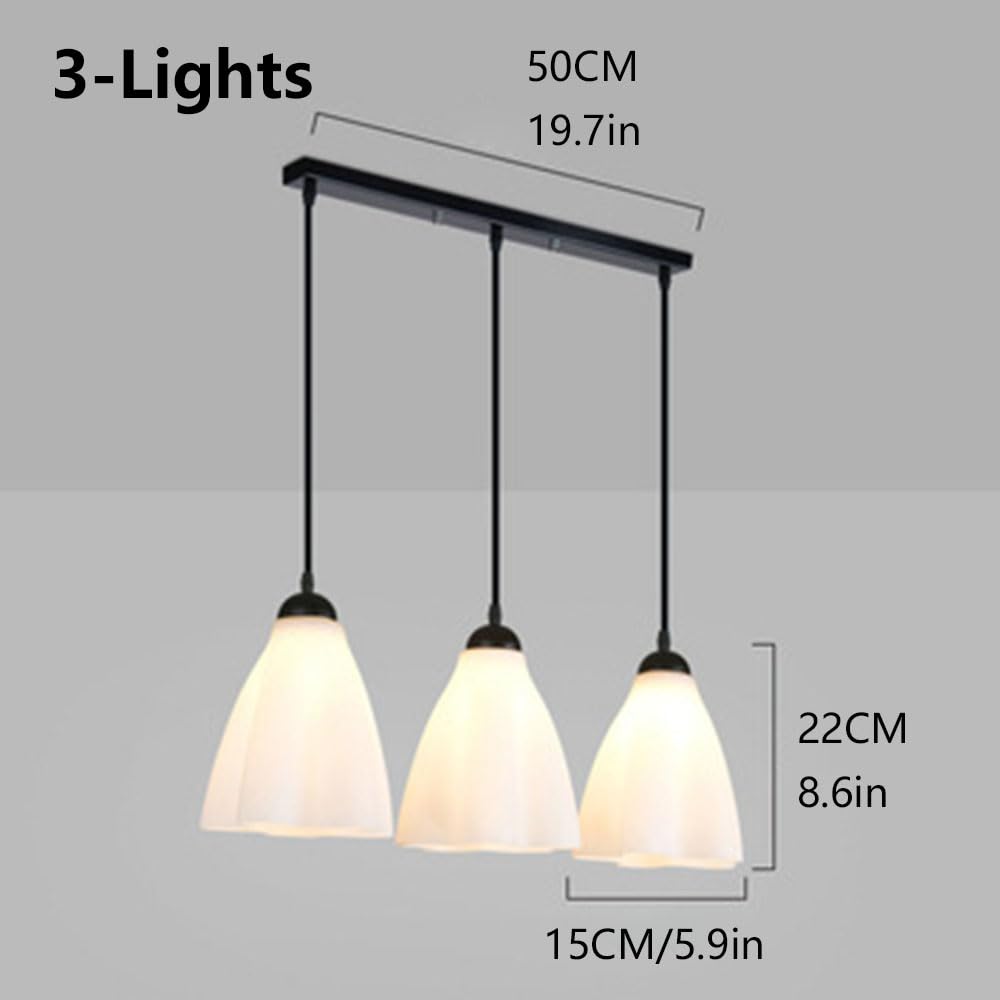 Minimalistyczna lampa wisząca z białego kryształu, elegancka lampa wisząca do wnętrz, nowoczesna lampa sufitowa E27 do sypialni, salonu, kuchni, jadalni (3 światła) (rozmiar: A)