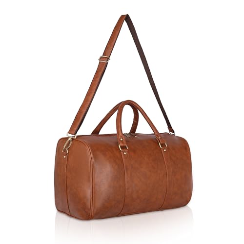Image of ZAINTO Unisex Duffel Bag for Travelling in Flight Travel Faux Leather Duffle Bags for Men and Women (Tan)