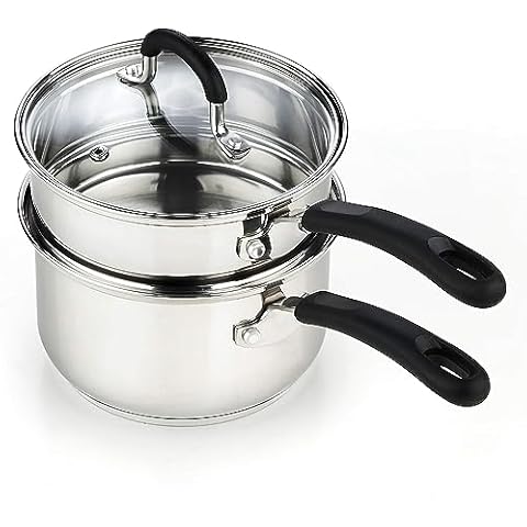 Cook N Home 02655 Double Boiler with Glass Lid Cover