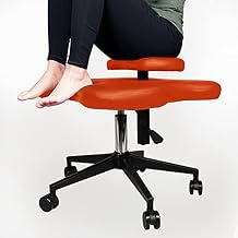 H&A Cross-Legged kneeing Chair for Office Home, Meditation Seat for Reducing Back Pain, Ergonomic Posture Corrective Seat with Height Adjustable Orange, 26.5inch x 23.5inch
