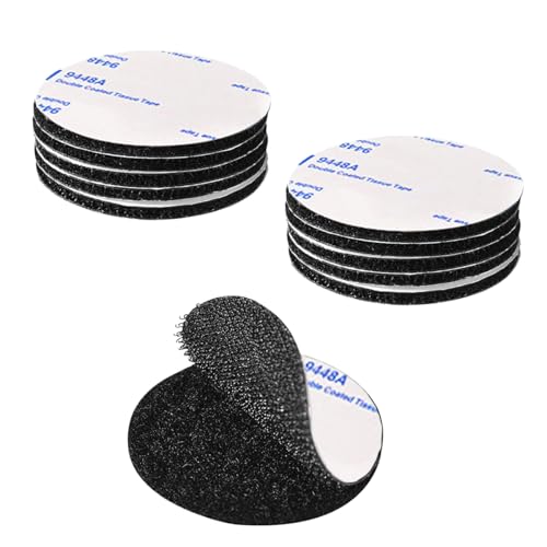 Scratch Autocollant Double Face Extra Fort, Noir Bande Auto-Adhésif Réutilisable Rond 5cm Adhesif Double Face Puissant pour Bricolage/Cadre Photos, 10 pièces
