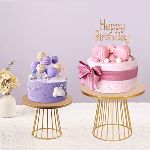 Sunormi Maygone 2Pcs Modern Metal Gold Cake Stands Plate Set With Geometric Base Cupcake Stand Dessert Display Stands For Parties Table Decoration thumb #6