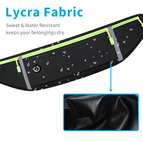 Image of Slim Running Belt for Women Men,Runners Fanny Pack Phone Holder,Money Belt,Running Gear Accessories,with 3 Pockets (Green-black)